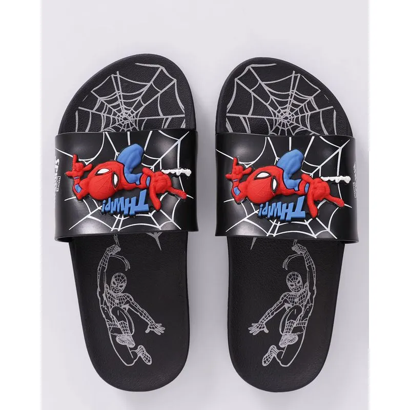 Chinelo Infantil Slide Marvel Aplicação Homem-Aranha Preto 32/33