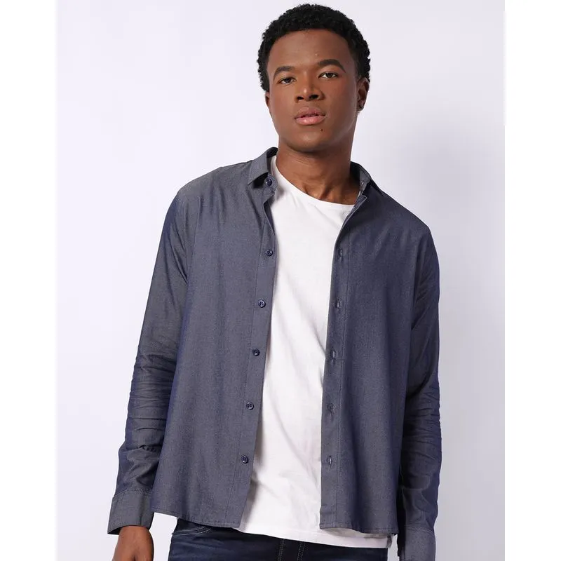 Camisa Liocel Masculina Manga Longa Azul P