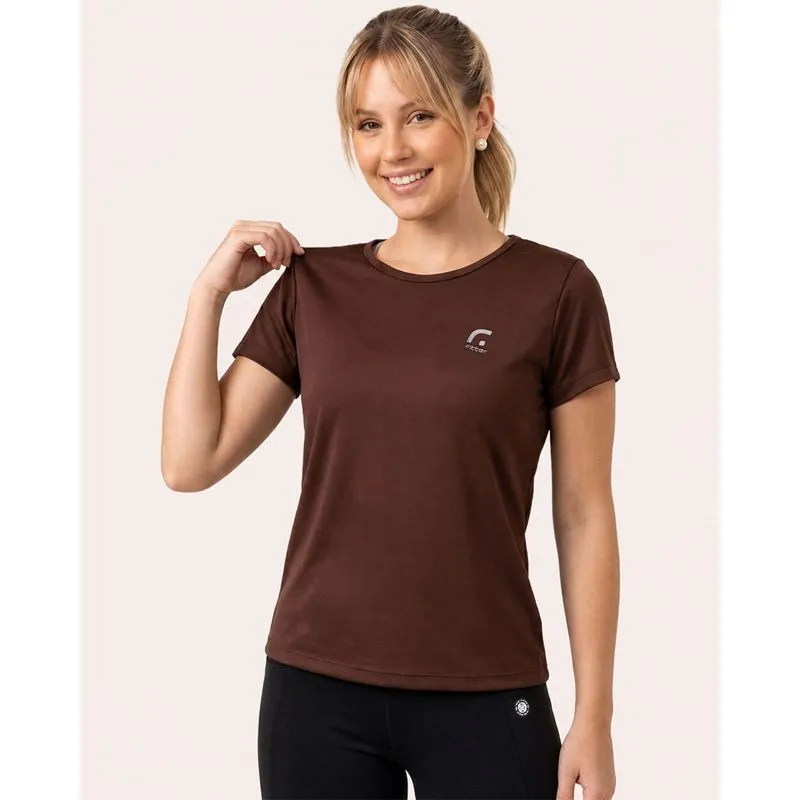 Blusa Fitness Feminina Fitter Manga Curta Marrom GG