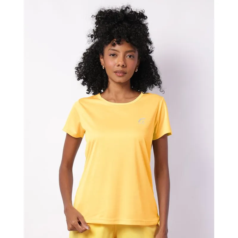 Camiseta Fitness Feminina Fitter Manga Curta Amarela G