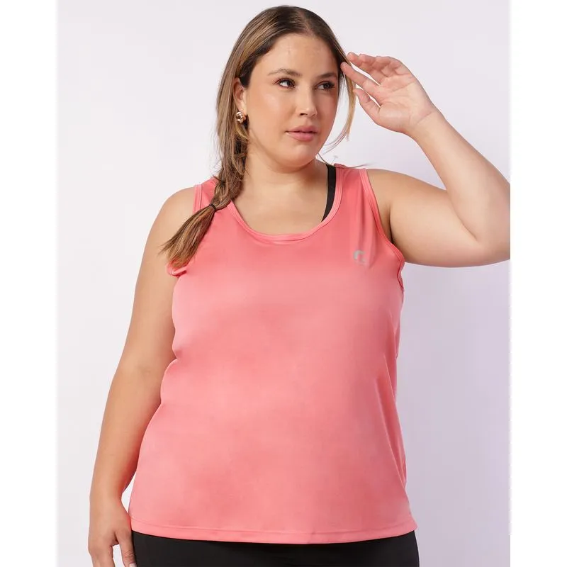Regata Fitness Plus Size Feminina Fitter Básica Rosa G3