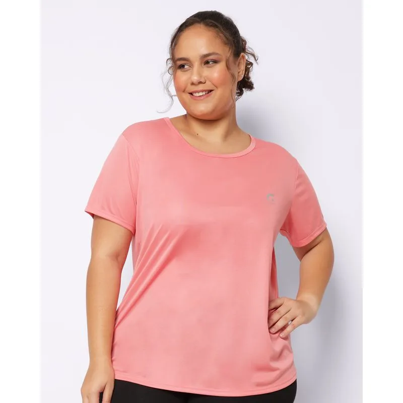 Blusa Fitness Plus Size Feminina Fitter Manga Curta Laranja G1