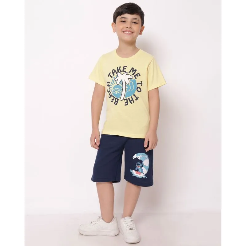 Bermuda Infantil Moletinho Reta Disney Stitch Marinho 12
