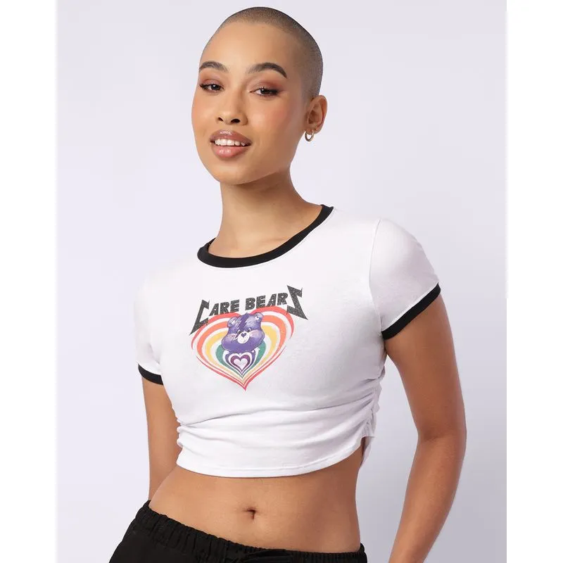 Camiseta Feminina Algodão Cropped Ursinhos Carinhosos Branca P