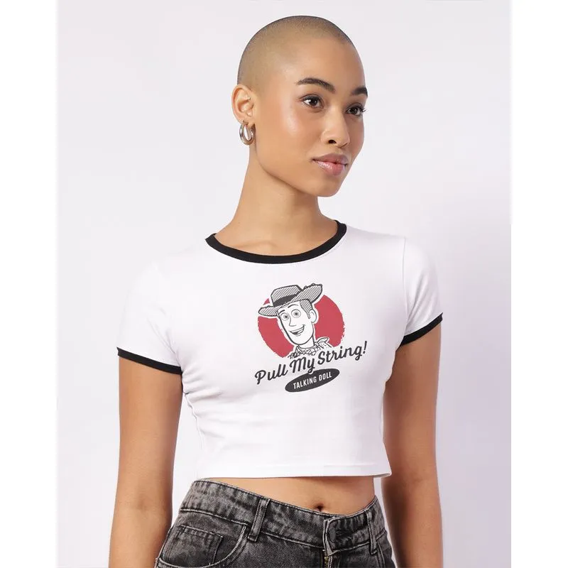 Camiseta Feminina Croppped Disney Toy Story Woody Branca P