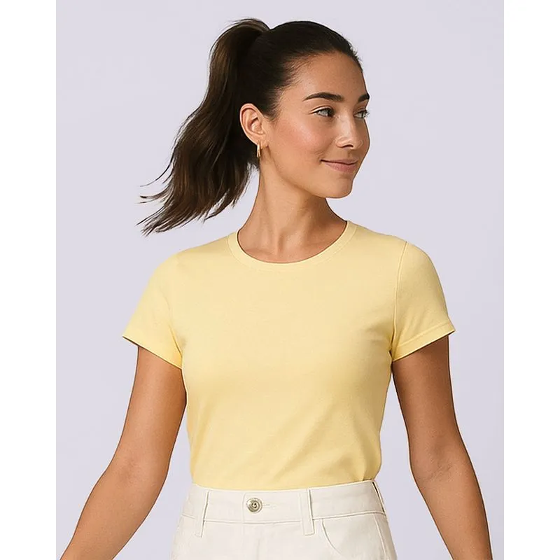 Blusa Feminina Básica Manga Curta Amarela G