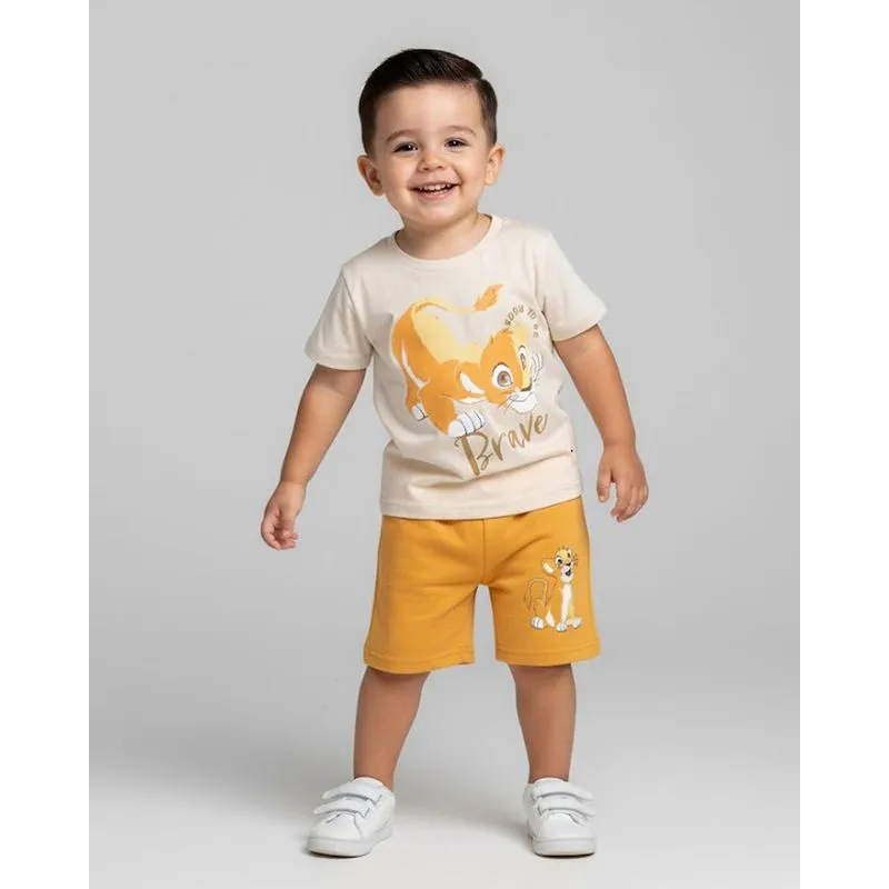 Conjunto Bebê Curto Algodão Disney O Rei Leão Simba Bege 2