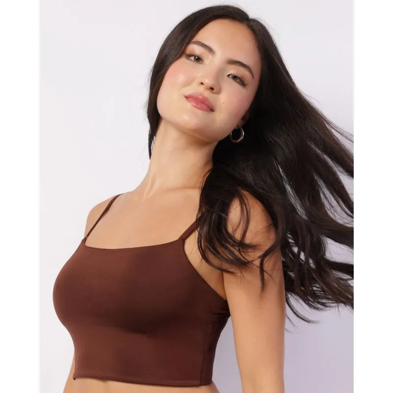 Blusa Feminina Alcinhas Cropped Suplex Marrom M