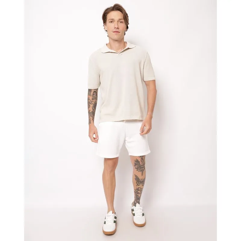 Bermuda Masculina Reta Texturizada com Cordão Branca G