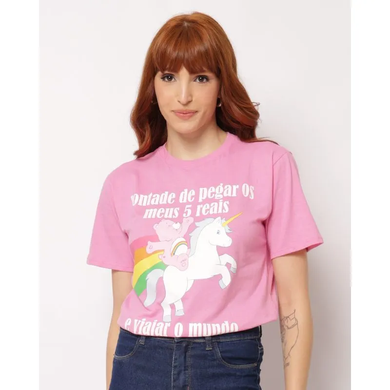 Camiseta Feminina Ursinhos Carinhosos Oversized Rosa M