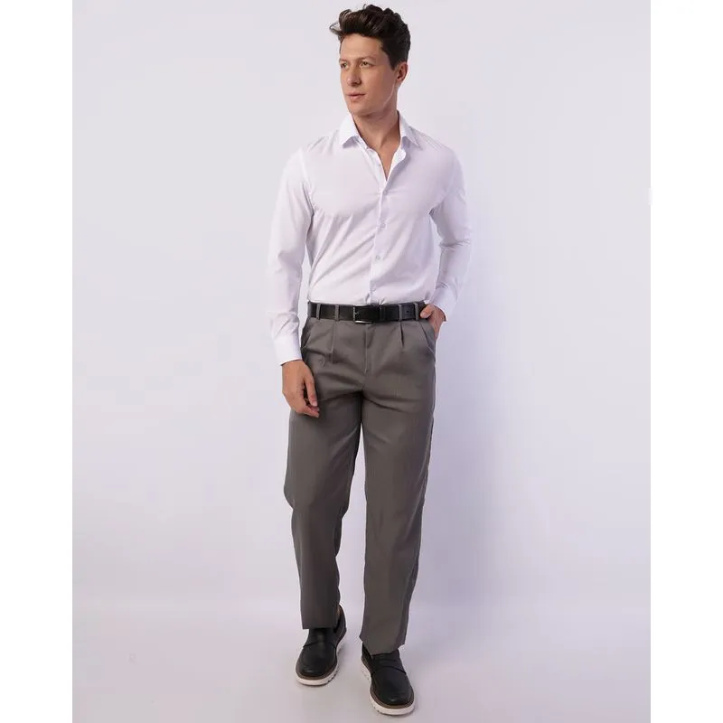 Calça Social Masculina com Bolsos Cinza 38