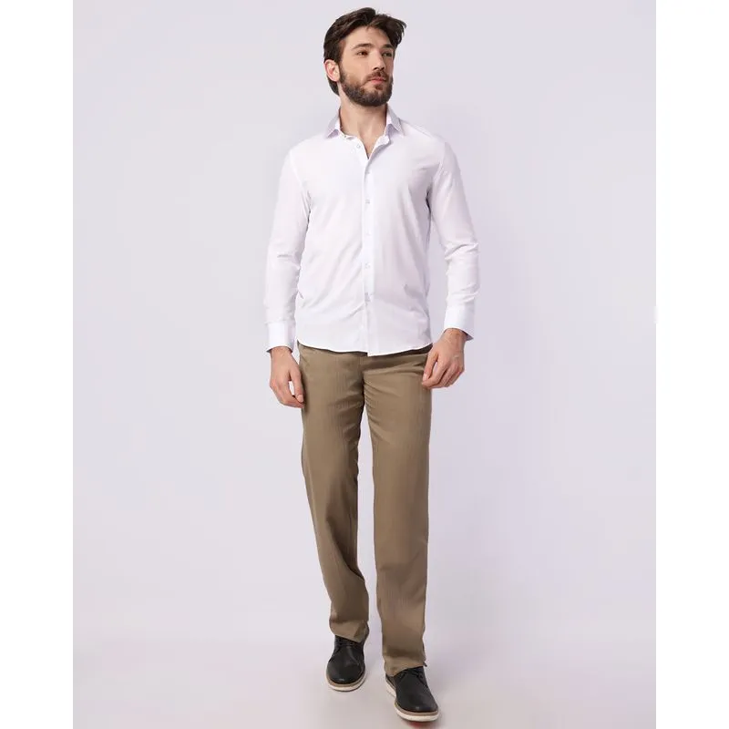Calça Social Masculina Slim com Bolsos Bege 40