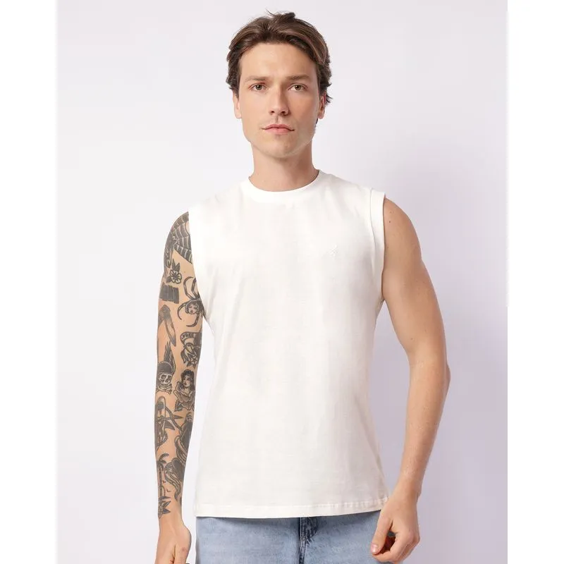 Regata Masculina Machão Básica Off White M