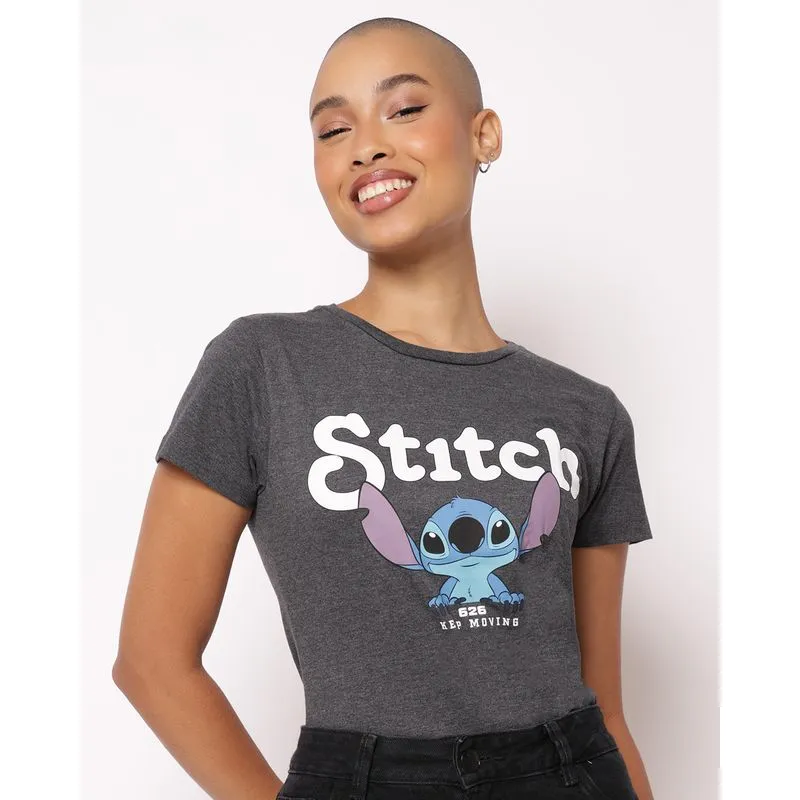 Camiseta Feminina Estampa Disney Stitch Cinza G