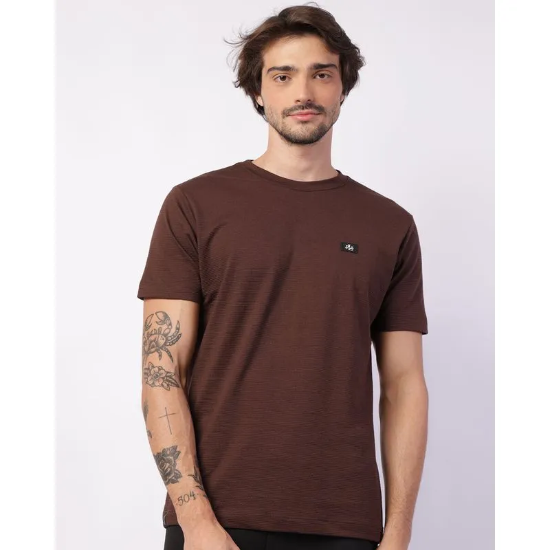 Camiseta Masculina Texturizada Manga Curta Marrom P