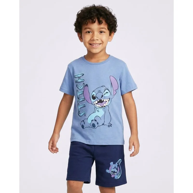 Conjunto Infantil Curto Disney Stitch Azul 4