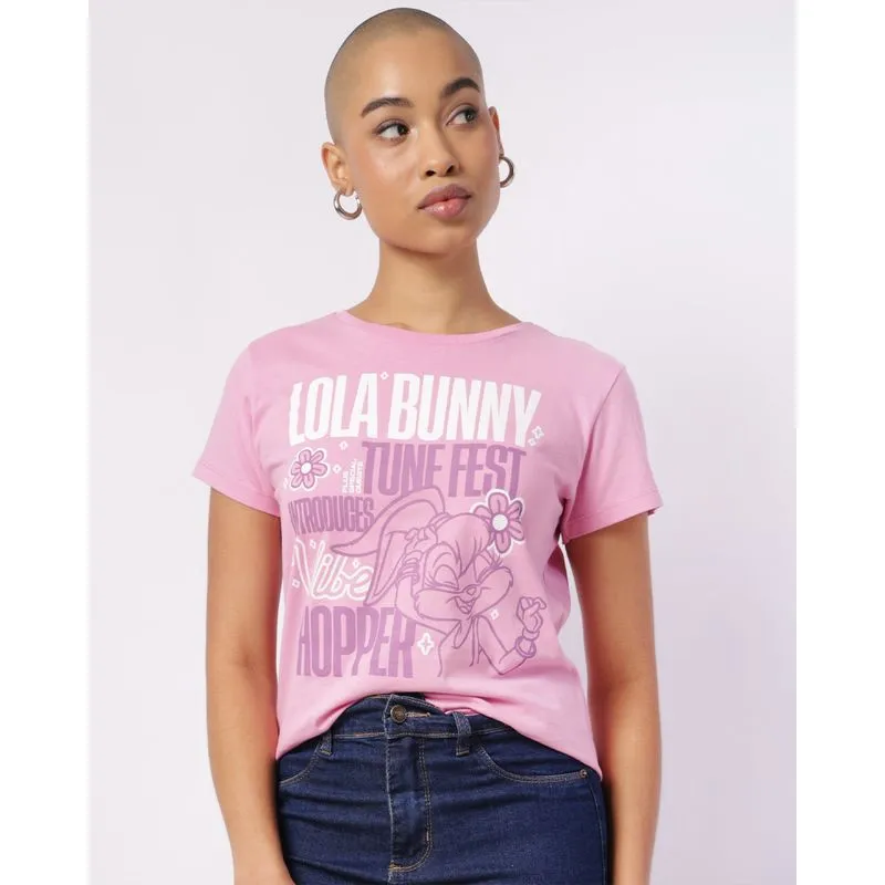 Camiseta Feminina Looney Tunes Lola Manga Curta Rosa G