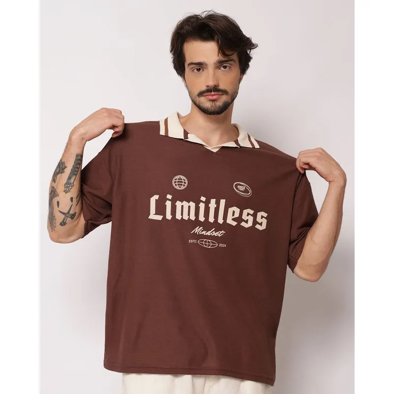 Camisa Polo Masculina Estampa Frontal Manga Curta Marrom G