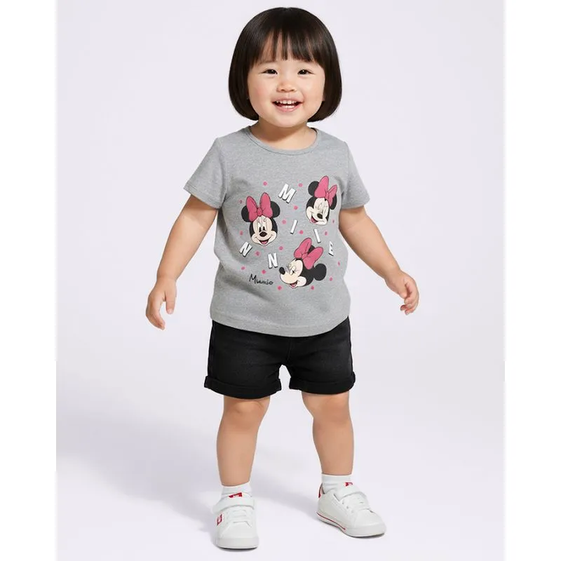 Camiseta Bebê Algodão Disney Minnie Cinza 1