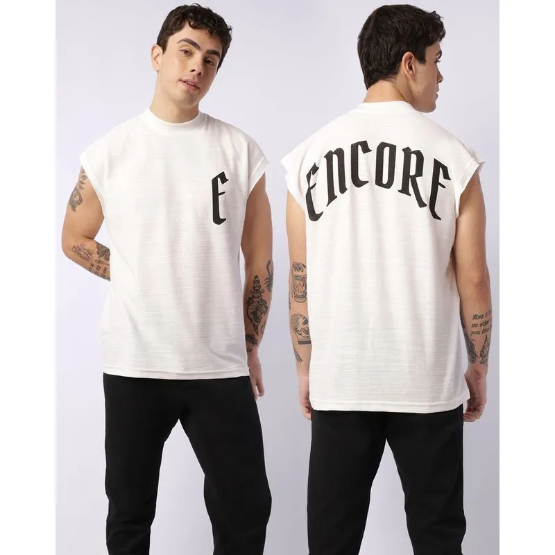 Regata Masculina Algodão Oversized Texturizada Estampa Off White P