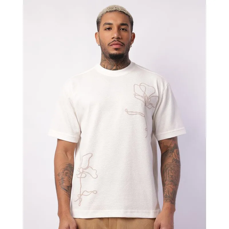 Camiseta Masculina Texturizada com Estampa Off White M