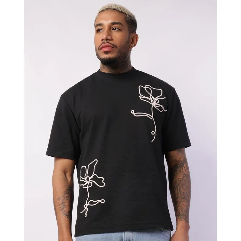 Camiseta Masculina Texturizada com Estampa Preta P