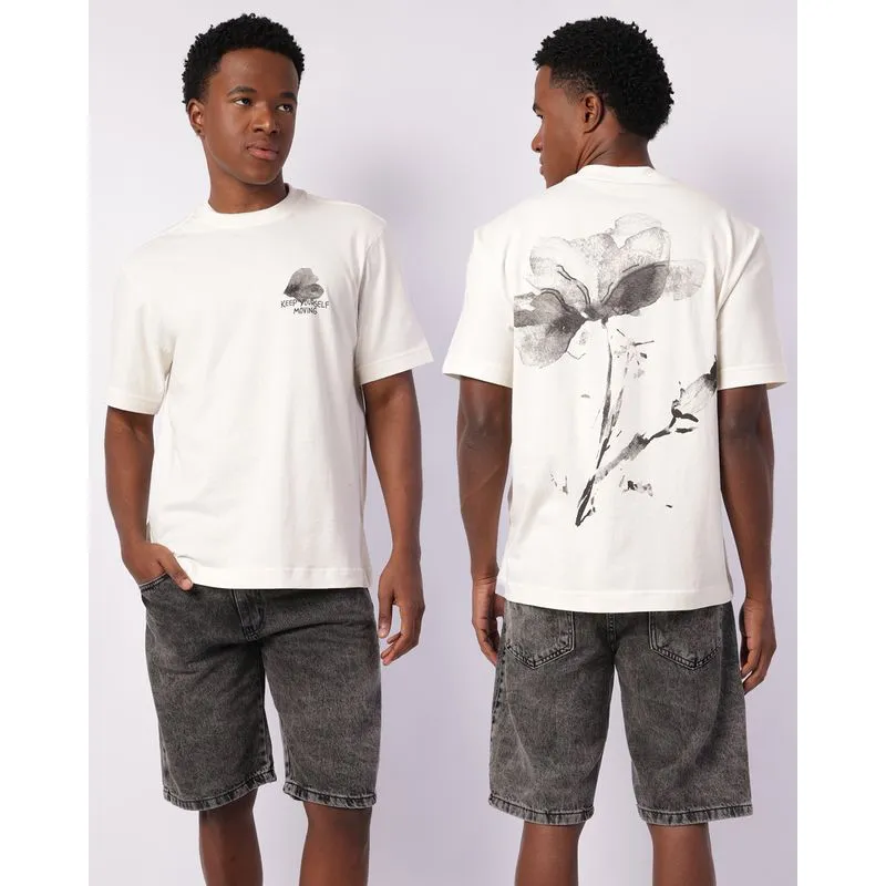 Camiseta Masculina Oversized Estampa Frente e Costas Off White GG