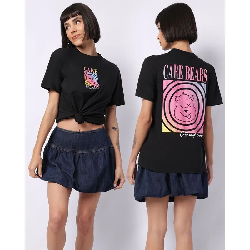 Camiseta Feminina Algodão Ursinhos Carinhosos Preta G