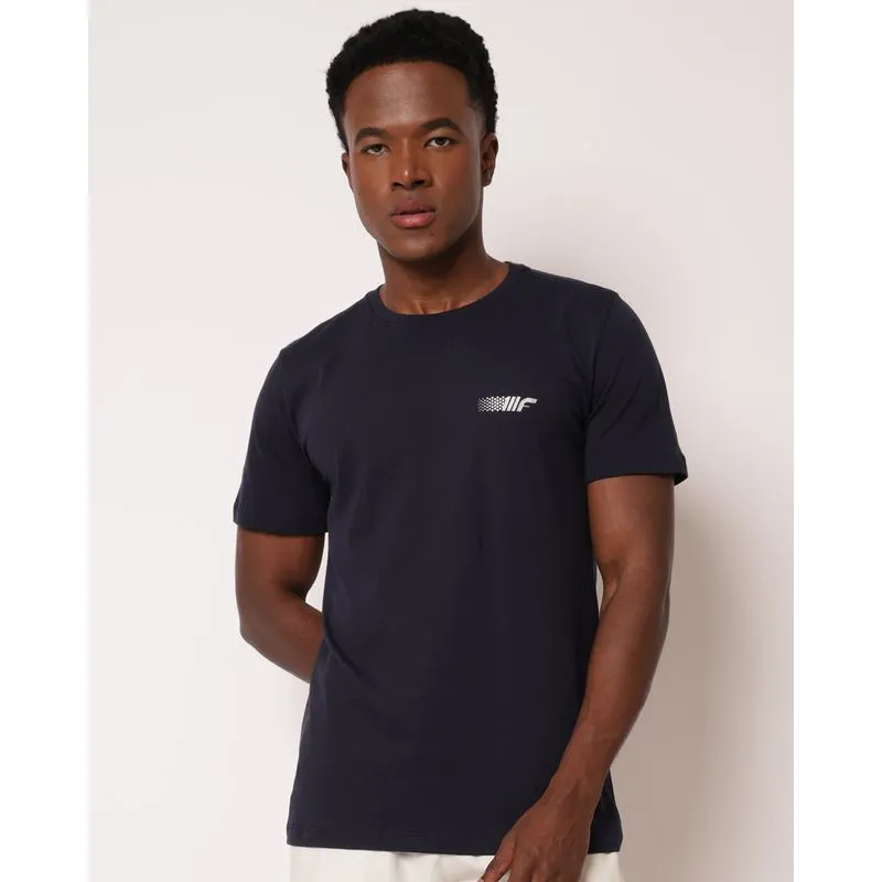 Camiseta Esportiva Masculina com Estampa Manga Curta Marinho GG