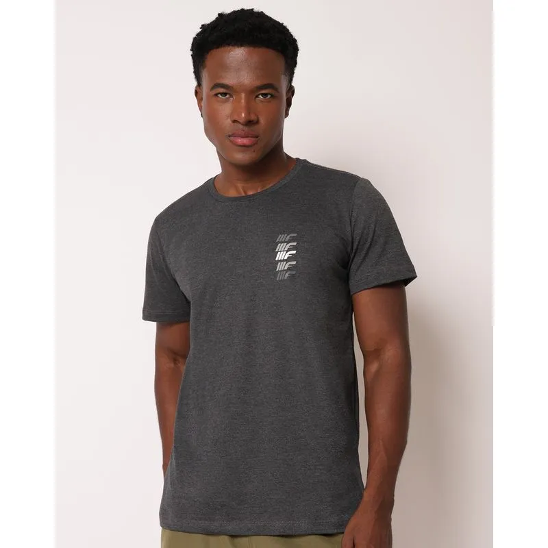 Camiseta Esportiva Masculina Algodão com Estampa Cinza PP
