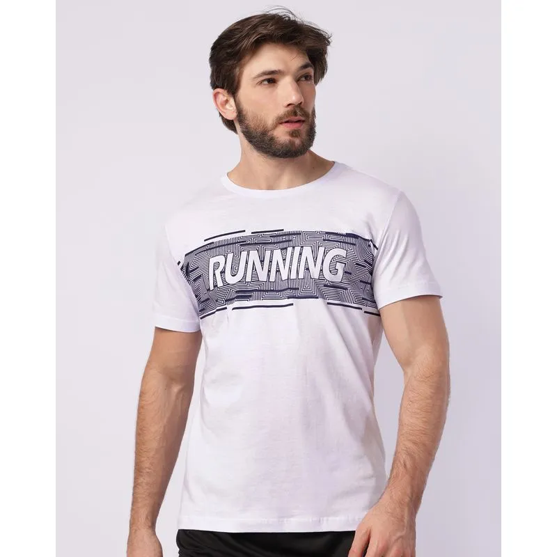Camiseta Esportiva Masculina com Estampa Manga Curta Branca P