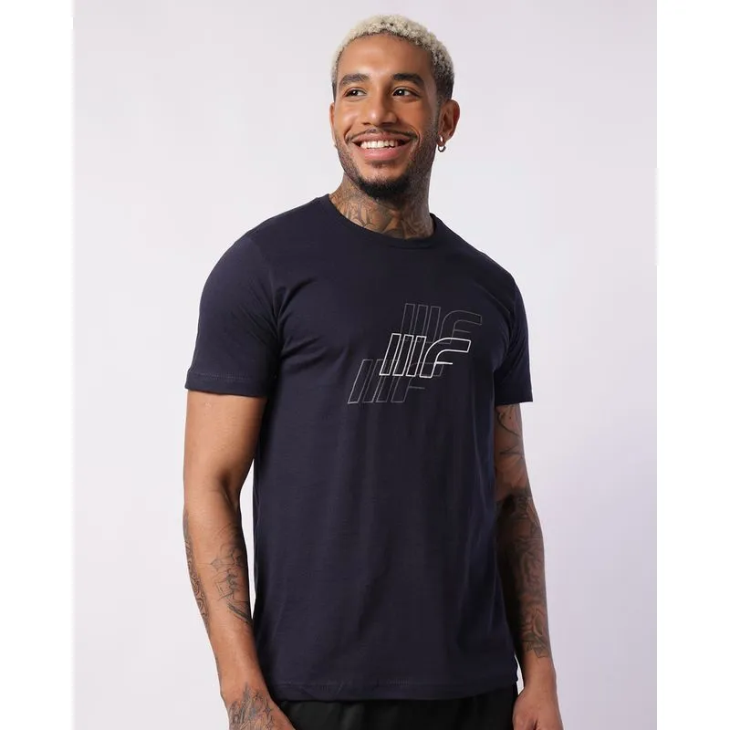 Camiseta Esportiva Masculina Algodão com Estampa Marinho G