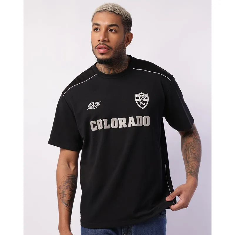 Camiseta Masculina Texturizada Estampa Colorado Preta GG