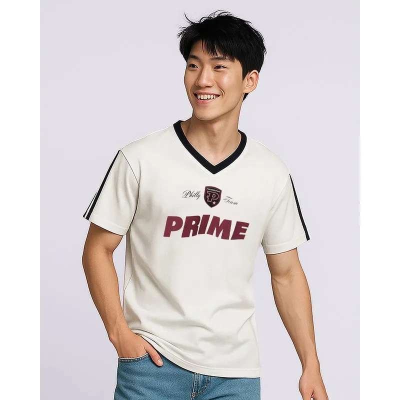 Camiseta Masculina Oversized Gola V com Estampa Off White M