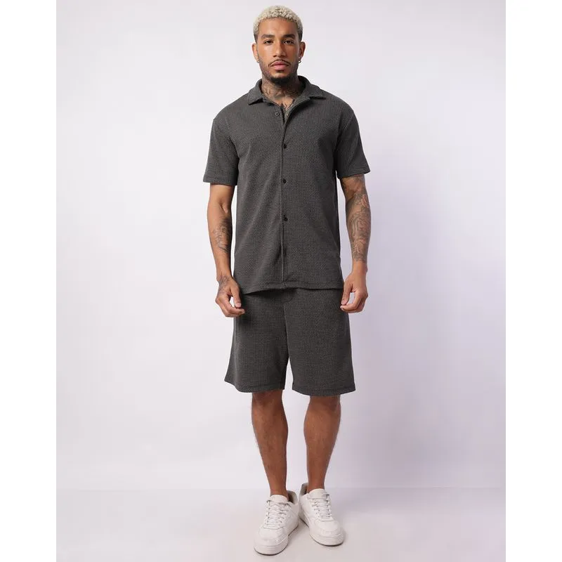 Bermuda Masculina Texturizada Jacquard com Bolsos Elástico Cinza M