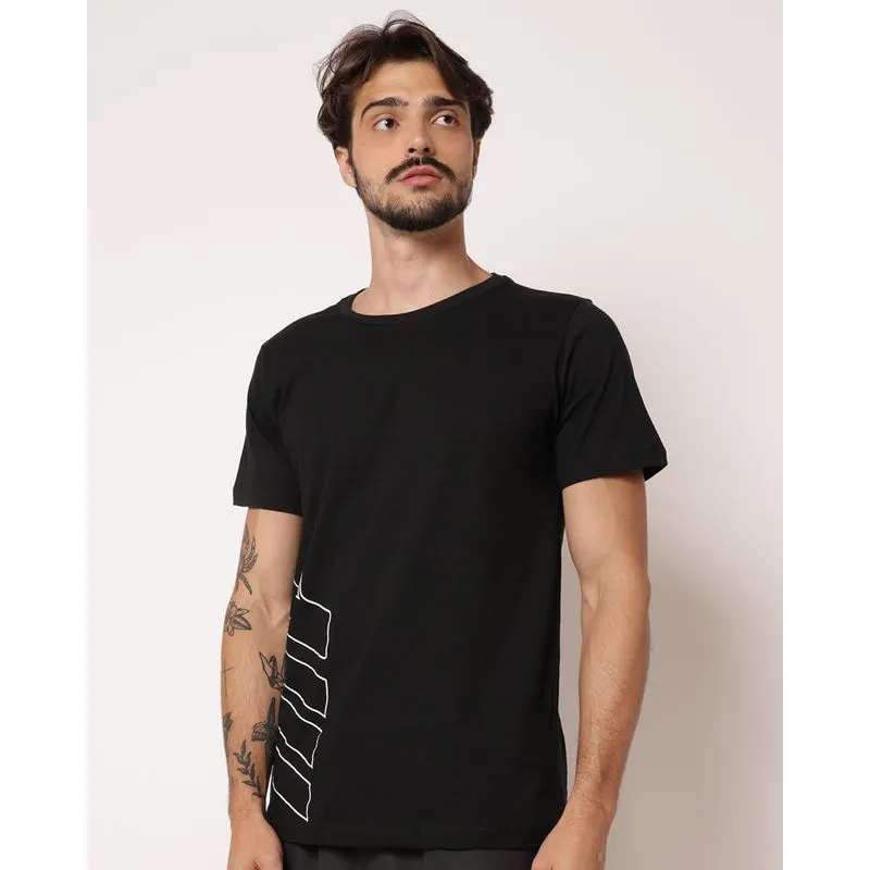 Camiseta Esportiva Masculina Algodão com Estampa Preta GG