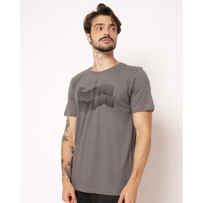 Camiseta Esportiva Masculina Algodão com Estampa Cinza P
