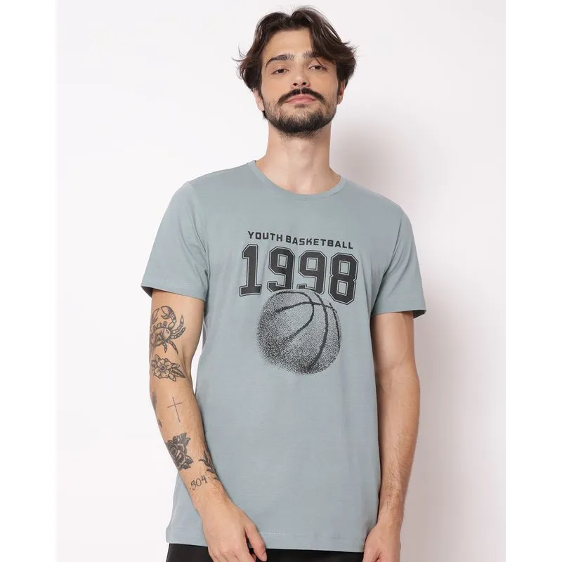 Camiseta Masculina Algodão Manga Curta Estampa Verde PP