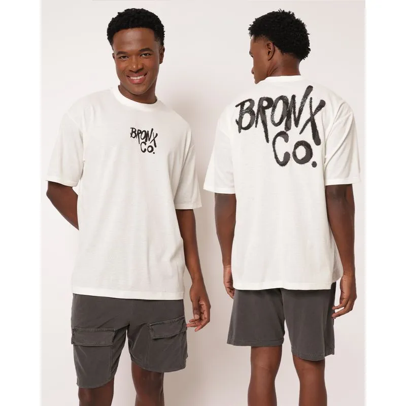 Camiseta Masculina Oversized com Estampa Frente e Costa Off White XG