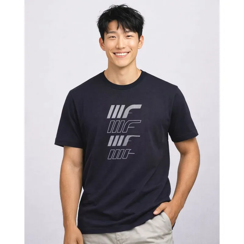 Camiseta Esportiva Masculina Algodão com Estampa Manga Curta Marinho GG