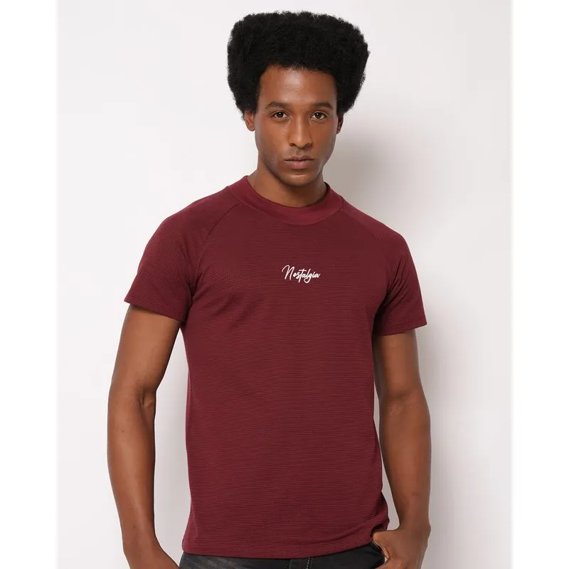 Camiseta Masculina Soft com Bordado Vinho GG