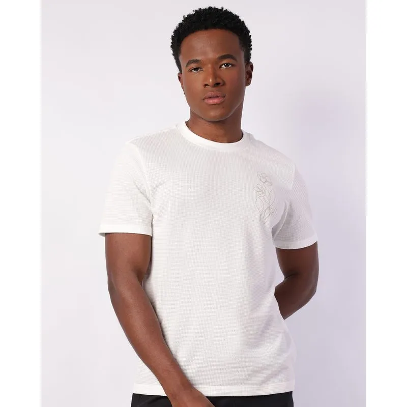 Camiseta Masculina Texturizada Manga Curta Off White P