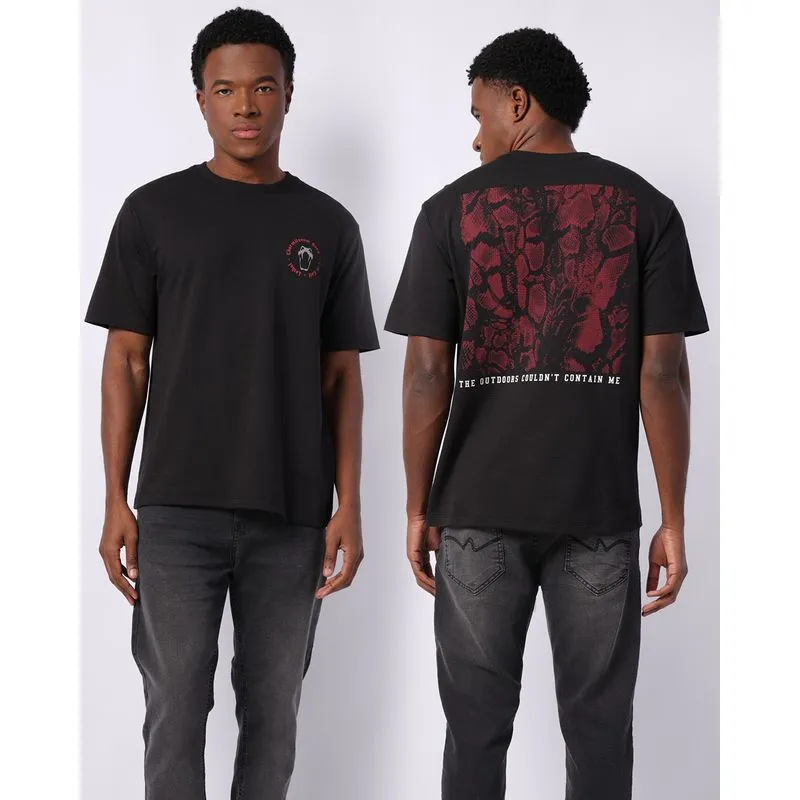 Camiseta Masculina com Estampa Texturizada Manga Curta Preta M