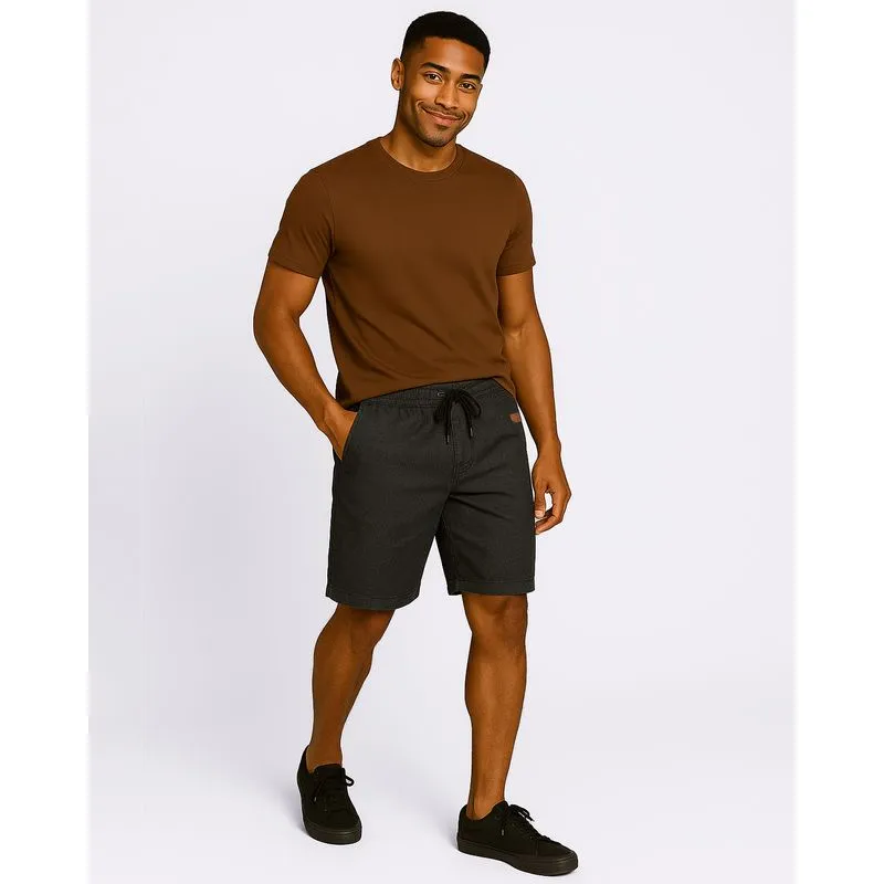 Bermuda Jeans Masculina Reta com Cordão Preta GG