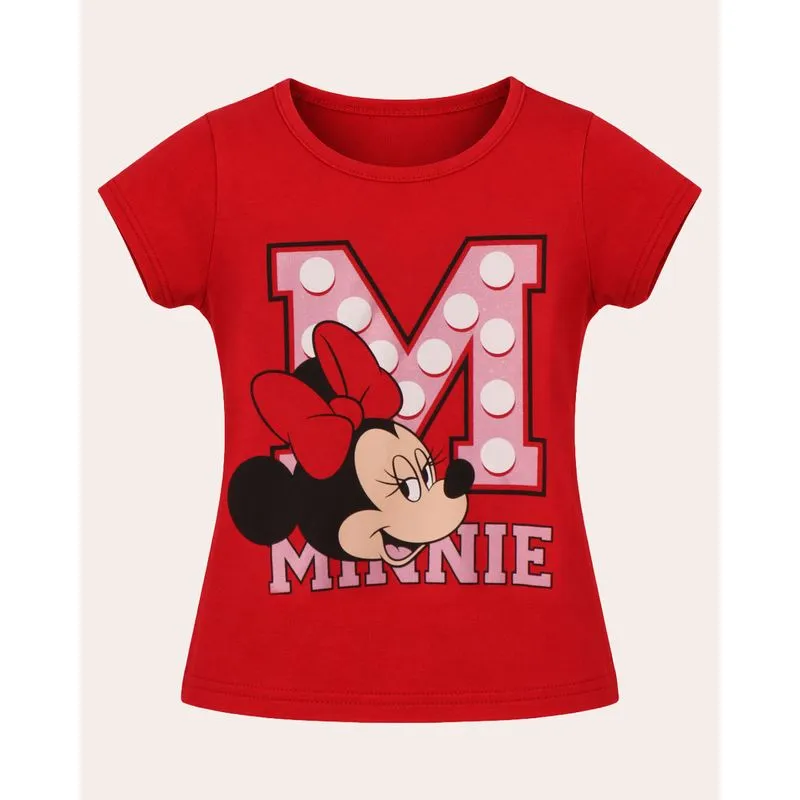 Camiseta Bebê Algodão Disney Minnie Manga Curta Vermelha 2