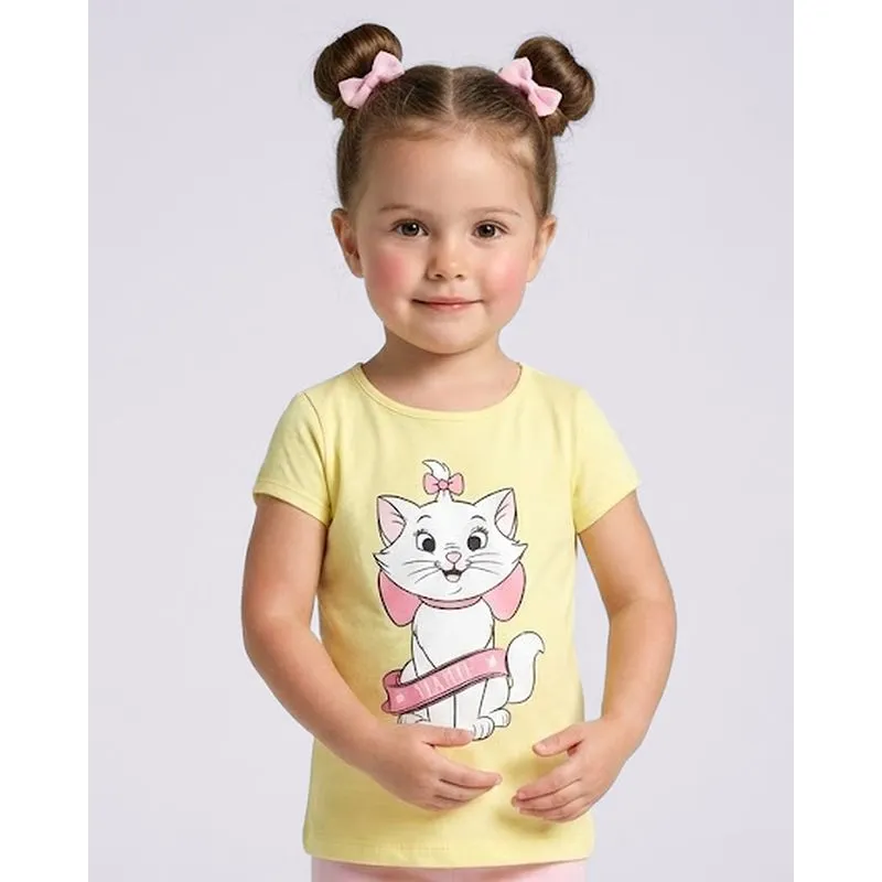 Camiseta Bebê Algodão Disney Marie Amarela 2