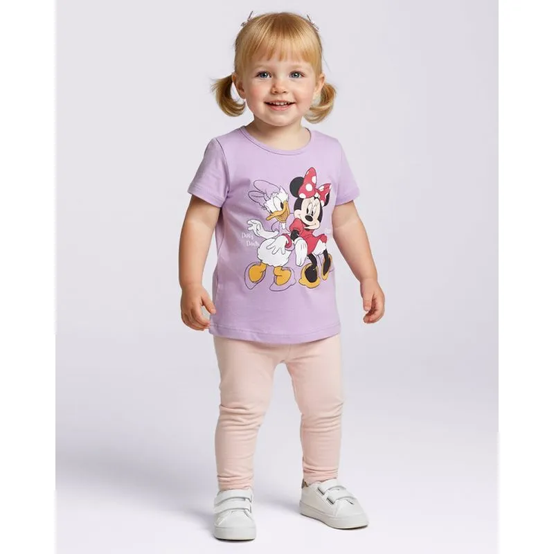 Camiseta Bebê Algodão Disney Minnie e Margarida Lilás 1