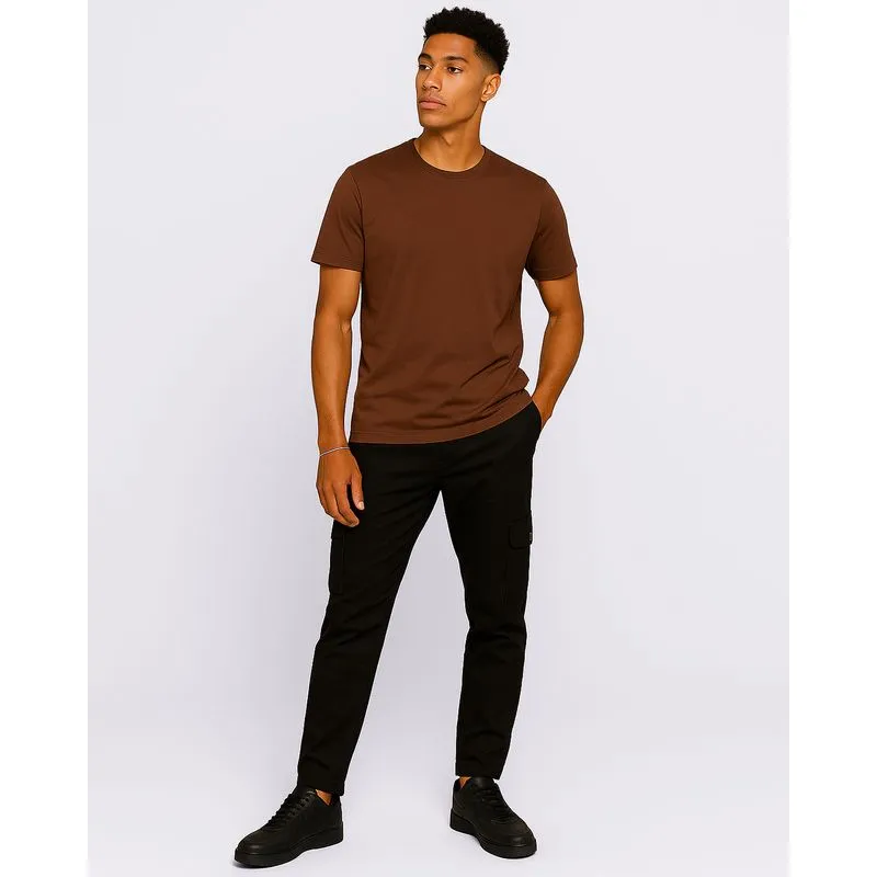 Calça Moletom Masculina Reta Com Bolsos Cargo Preta GG
