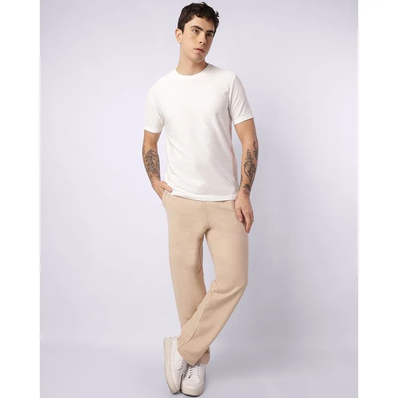 Calça Masculina Reta Moletinho Texturizada com Cordão Bege P