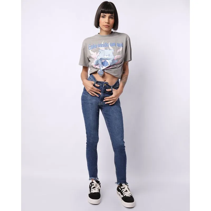 Calça Jeans Feminina Skinny Vizzy com Barra Desfiada Azul 36